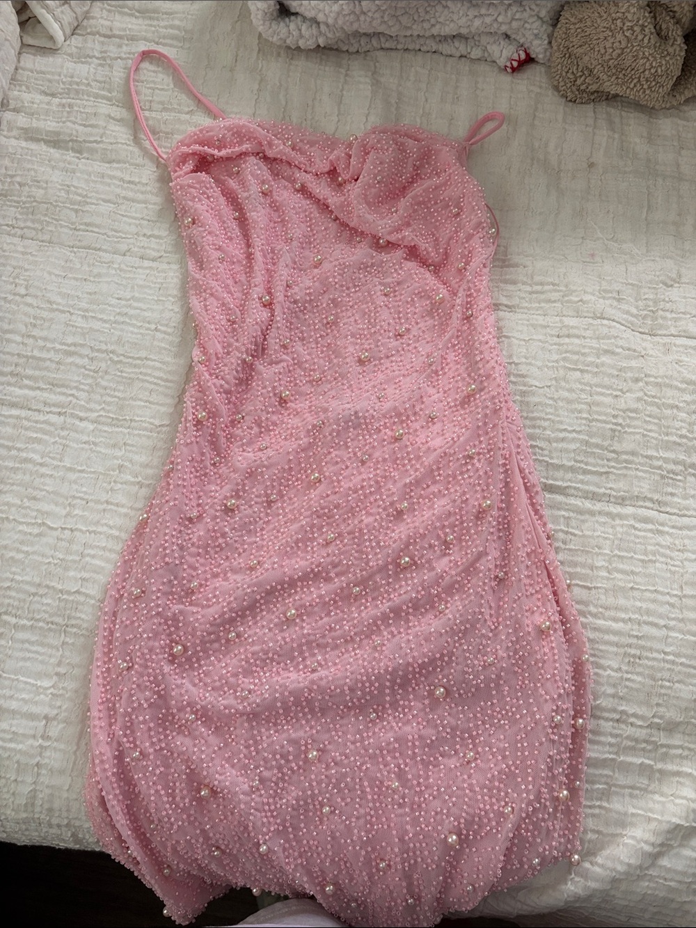 WINDSOR Pink Beaded Slip Dress